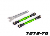 Toe links, front (TUBES green-anodized, 7075-T6 aluminum, stronger than titanium) (2) (assembled with rod ends and hollow balls)/ aluminum wrench (1)