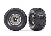Tires and wheels, assembled, glued (3.8" black wheels, gray wheel covers, Sledgehammer® tires, foam inserts) (2)