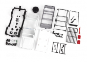 Body, Land Rover® Defender®, complete (unassembled) (white, requires painting) (includes grille, side mirrors, door handles, fender flares, fuel canisters, jack, spare tire mount, & clipless mounting)