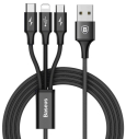 Kabel USB 3w1 Seria Rapid (czarny) 3A (CAMLT-SU01)