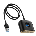 Baseus Square Round Adapter USB, HUB USB 3.0 na 1x USB 3.0 + 3x USB 2.0.1m (czarny)