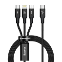 Kabel 3 w 1 Baseus Rapid Series USB-C Dla M+L+T 20W 1,5m Czarny