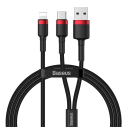 Baseus Cafule Kabel USB / USB-C - Lightning PD 3.1 18W 2.4A 480 Mbps 1.2m (czarny+czerwony)