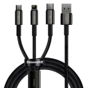 Kabel USB 3w1 Baseus Tungsten Gold, USB na micro USB / USB-C / Lightning, 3,5A, 1,5m
