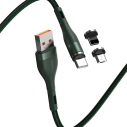 USB Baseus Fast 4w1 USB na USB-C / Lightning / Micro 3A 1m (zielony)