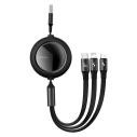 Kabel USB 3w1 Baseus Bright Mirror, USB na micro USB / USB-C / Lightning, 66W, 1,2m (czarny