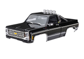 9811-BLK Nadwozie, ciężarówka Chevrolet K10 (1979), kompletne, czarne (zawiera osłonę chłodnicy, lusterka boczne, klamki drzwi, pałąk, wycieraczki przedniej szyby i mocowanie zatrzaskowe) (wymaga przedniego i tylnego zderzaka nr 9835)