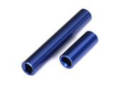 9852-BLUE Półosie napędowe, środkowe, żeńskie, aluminium 6061-T6 (anodowane na niebiesko) (przód i tył) (do użytku z metalowymi środkowymi półosiami napędowymi #9751) (pasują do pojazdów 1/18 TRX-4M™ z rozstawem osi 162 mm)