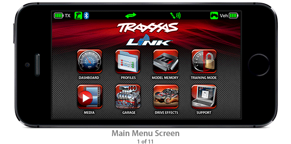 Aplikacja Traxxas Link (ekrany demonstracyjne)