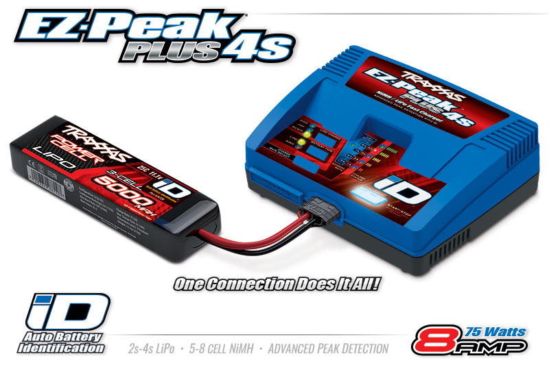 EZ-Peak Plus 4s Charger (2981) - LiPo Battery Plugged In